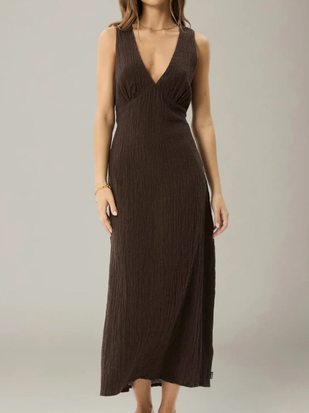 AFENDS - Seersucker Brown Maxi Dress